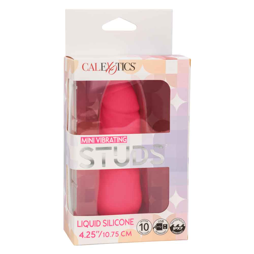 Mini Vibrating Studs Pink Liquid Silicone Vibe 4.25 Inches 10.75 Centimeters Pink BULLETS