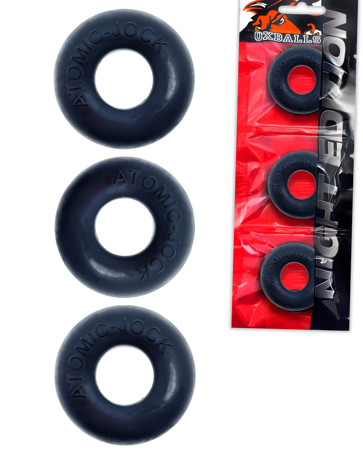 Oxballs Ringer 3-Pack (Night Black) – Silicone Cockring Set > Cock Ring > Sets