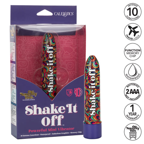 Naughty Bits Shake It Off Powerful Mini Vibrator 4.25 Inch Waterproof Colorful Design > Vibrators > Standard Vibrators