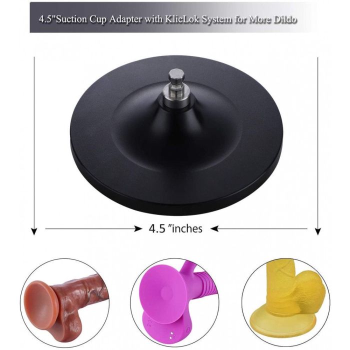 HiSmith - 4.5" Black Suction Cup Adaptor (KlicLok) Sex Machine Connectors