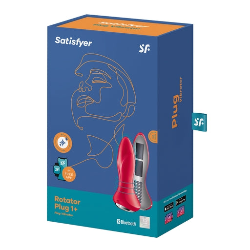 Satisfyer Rotator Plug 1 Plus Red Bluetooth Waterproof Silicone Vibrator Secondary image