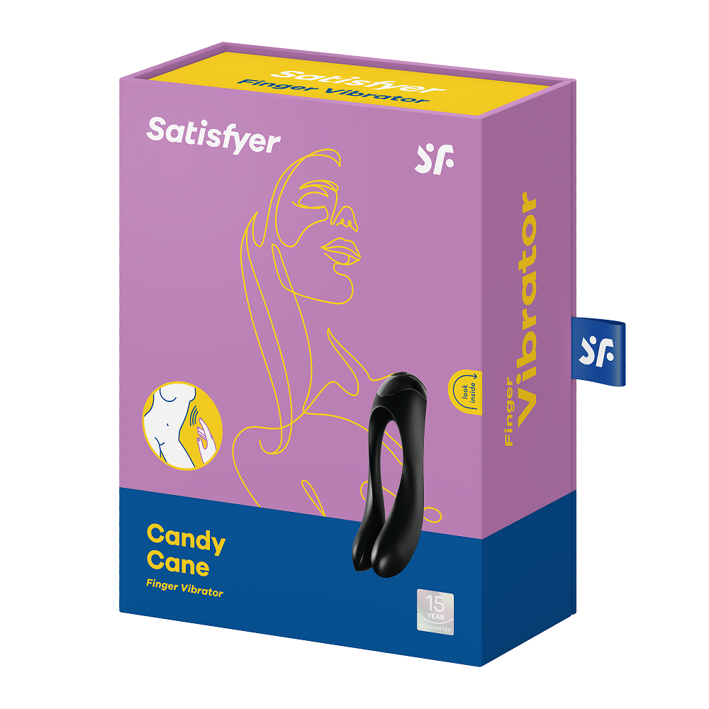 Satisfyer Candy Cane Finger Vibrator Black Dual Motor Default Title > Sex Toys For Ladies > Finger Vibrators