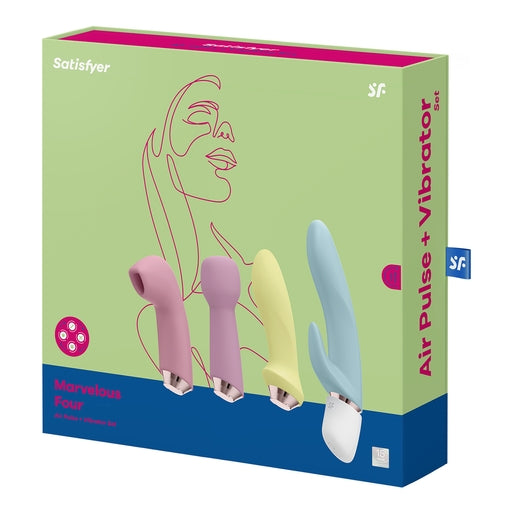 Satisfyer Marvelous Four – USB Rechargeable 4-in-1 Vibrator with Four Attachments Coloured > Sex Toys For Ladies > Air Pulsation