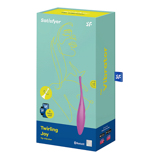 Satisfyer Twirling Joy Fuchsia Silicone Tip Vibrator with App Control and Waterproof Design