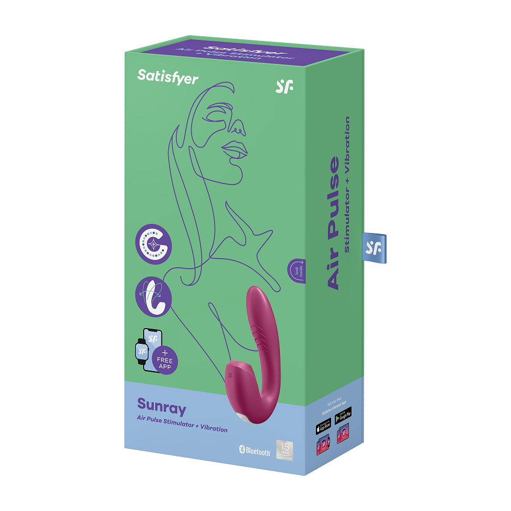 Satisfyer Sunray Berry Silicone Rabbit Air Pulse Stimulator with Vibration and App Control Default Title VIBRATORS-RABBIT
