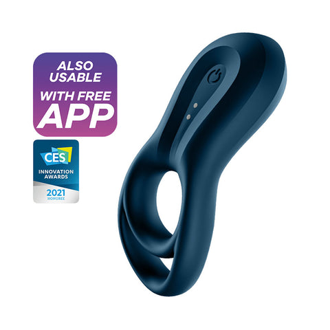 Satisfyer Epic Duo Cockring w Bluetooth & App Blue Cock Rings Vibrating