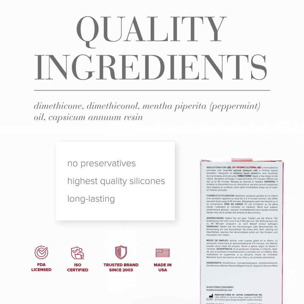 JO Atomic (10 ml) – Silicone-Based Stimulating Clitoral Gel Enhancers Female