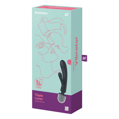 Satisfyer Triple Lover Grey Hybrid Wand and Rabbit Vibrator with 12 Vibration Modes and Waterproof Design VIBRATORS-RABBIT-MULTI