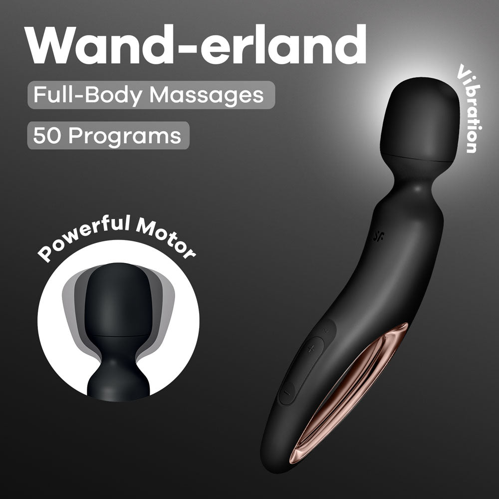 Satisfyer Wanderland Rose Gold USB Rechargeable Massage Wand Black Vibrators