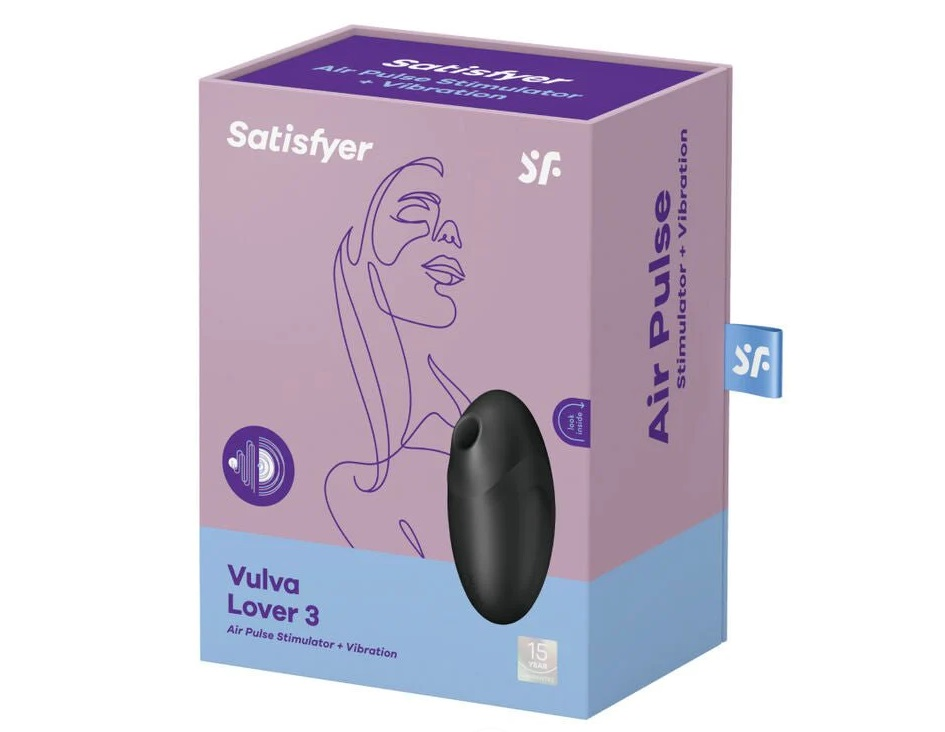Satisfyer Vulva Lover 3 Black Double Air Pulse Vibrator with 11 Intensities and 10 Vibration Modes Default Title Suction Stimulator