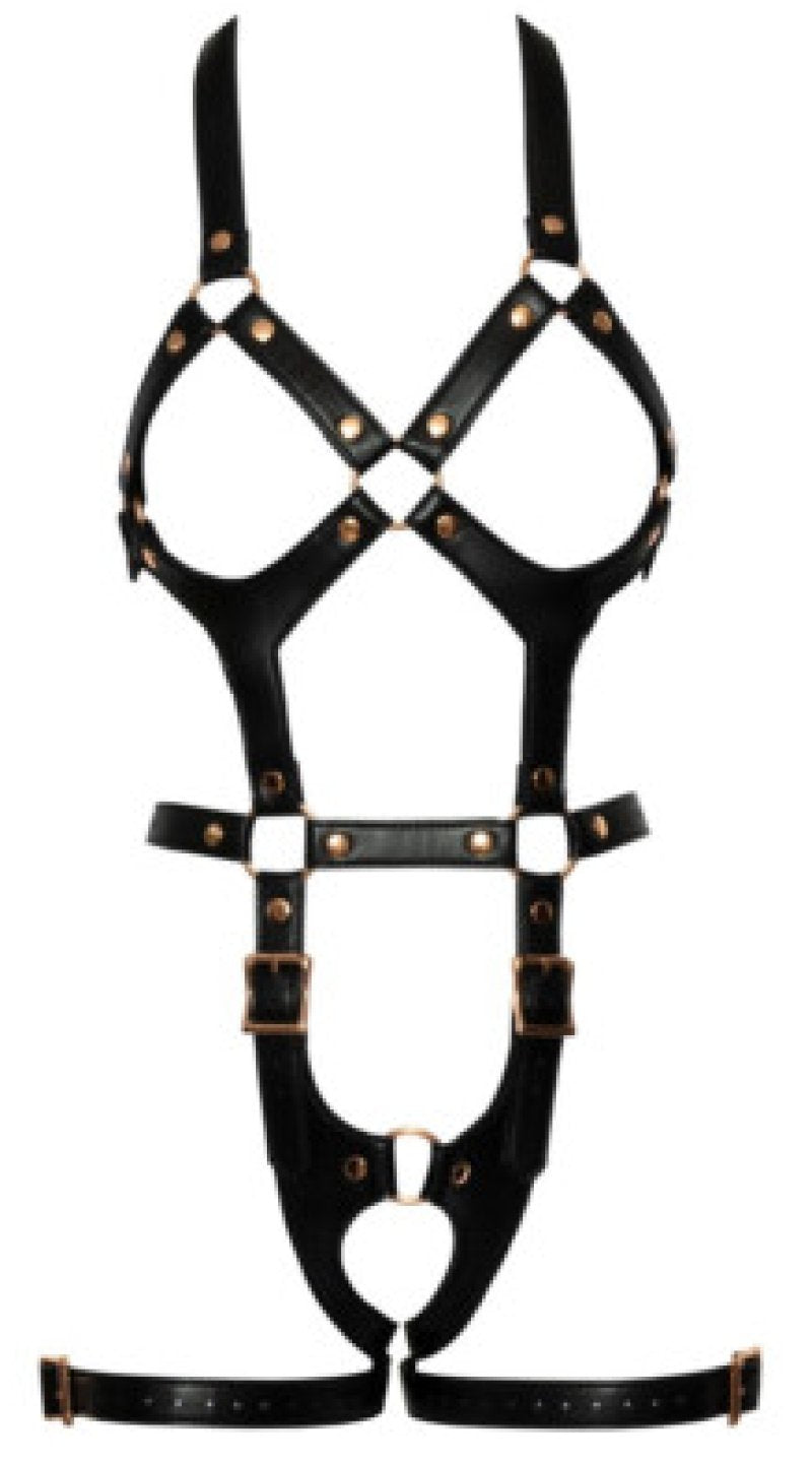 Bad Kitty Harness L/XL Stylish Black Vegan Leather Look with Rose-Gold Metal Details > Clothes > Womens Harnesses Main image