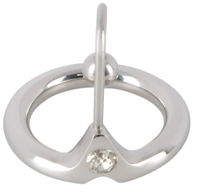 Penis Plug Sperm Stopper with Glans Ring in Silver, 2 Inches Main image