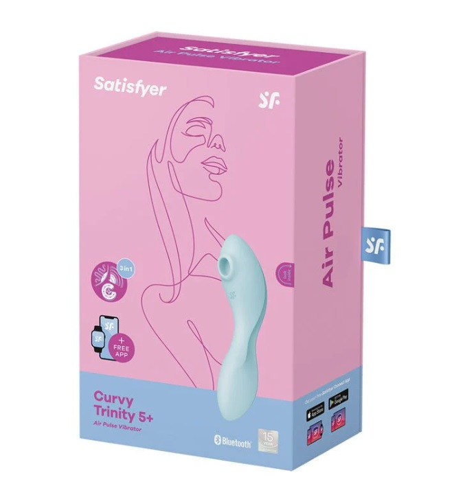 Satisfyer Curvy Trinity 5 - USB Rechargeable Air Pulse Vibrator Blue Blue STIMULATORS