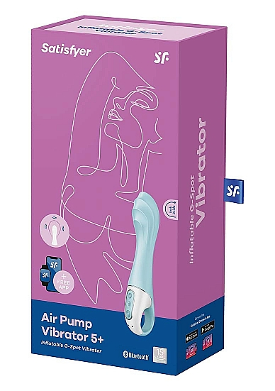 Satisfyer Air Pump Vibrator 5+ Blue 15mm Inflatable Shaft Default Title Vibrators - G Spot