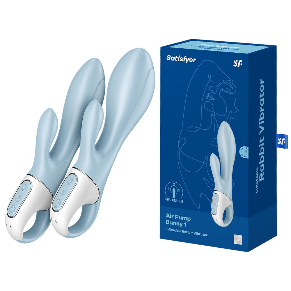 Satisfyer Air Pump Bunny 1 – USB Rechargeable Inflatable 8 Inch Rabbit Vibrator Blue > Vibrators > Ladies > Rabbit