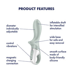 Satisfyer Air Pump Booty 3 - Grey USB Rechargeable Inflatable Anal Vibrator