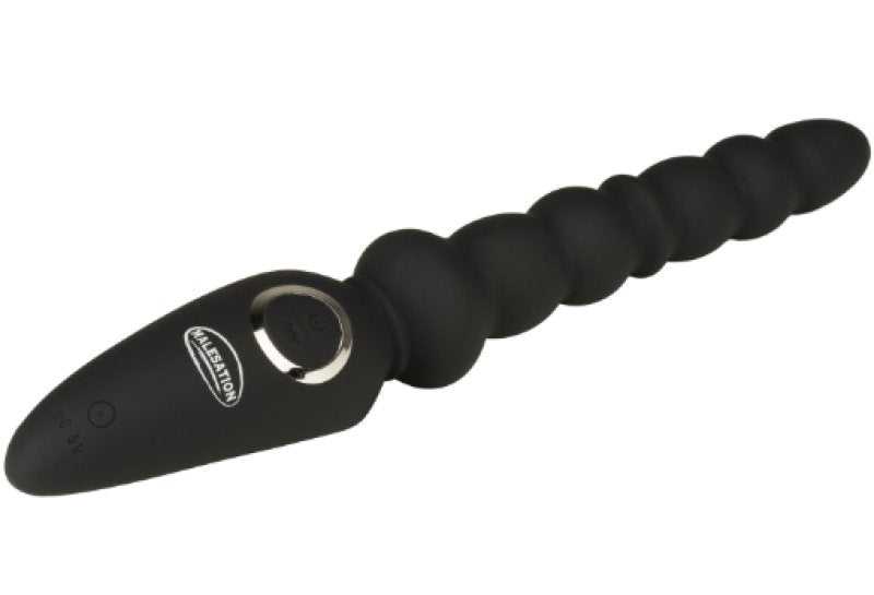 Malesation Vibro Anal Stick Black Silicone Flexible Waterproof with 7 Vibration Functions