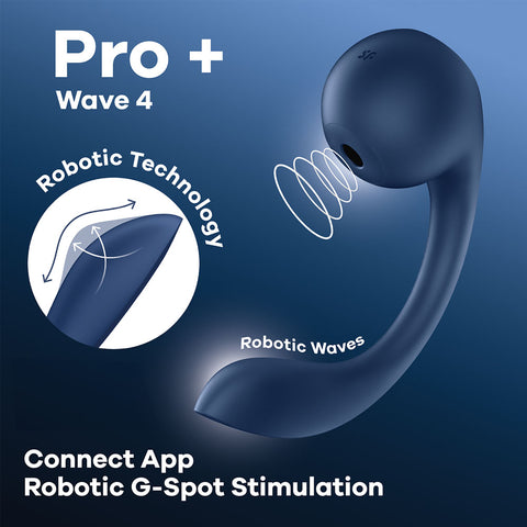 Satisfyer Pro+ Wave 4 Vibrator 12 Programs USB Rechargeable Blue AIR PULSATION