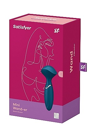 Satisfyer Mini Wand-Er Silicone Travel Massager Blue 16cm Waterproof Rechargeable Default Title Electric Massager