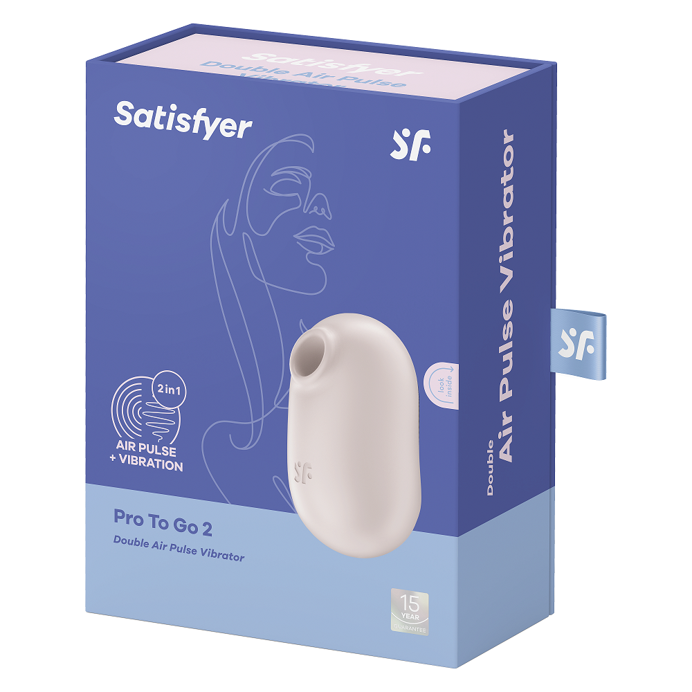 Satisfyer Pro To Go 2 Beige Double Air Pulse Vibrator with 2 Motors and 11 Intensities, 12 Vibration Modes, Waterproof Compact Silicone Design Default Title AIR PULSATION