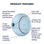 Satisfyer Pro To Go 3 USB Rechargeable Air Pulse Clitoral Stimulator - Blue