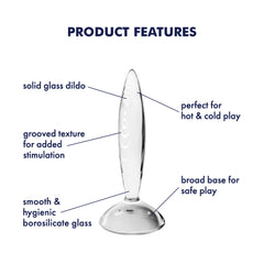 Satisfyer Sparkling Crystal - Solid Glass Dildo with Temperature Play &amp; Grooved Texture