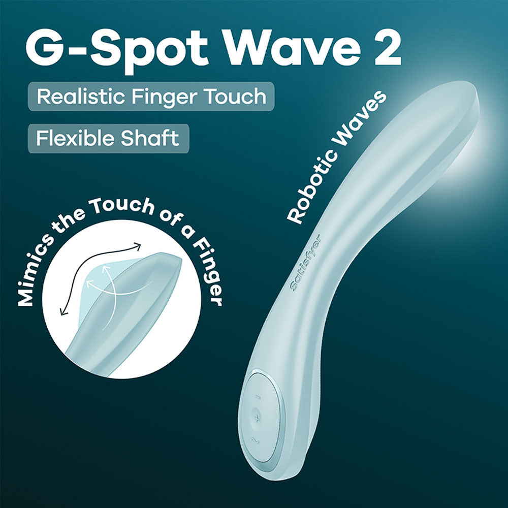Satisfyer G-Spot Wave 2 (Ice) – USB Rechargeable 23.6 cm Flicking Tip Vibrator Blue > Vibrators > Standard Vibrators Main image