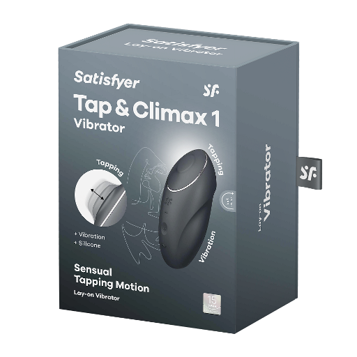 Satisfyer Tap & Climax 1 - Grey Lay-On Vibrator 8.6 Inch Grey STIMULATORS