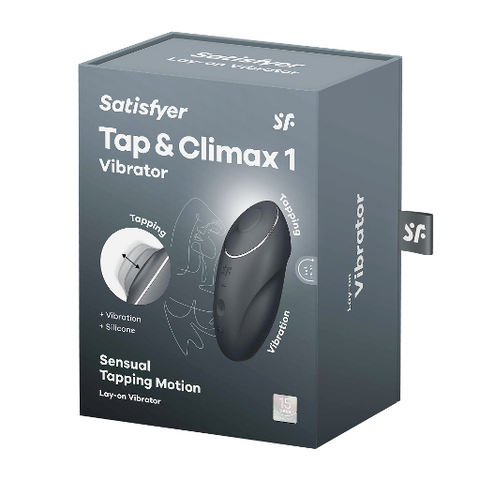 Satisfyer Tap & Climax 1 - Grey Lay-On Vibrator 8.6 Inch Grey STIMULATORS