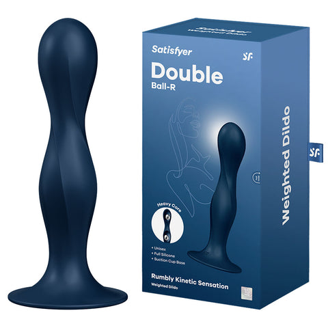 Satisfyer Double Ball-R Dildo Blue 7 Inch Pleasure Toy Blue Butt Plugs - Vibrating