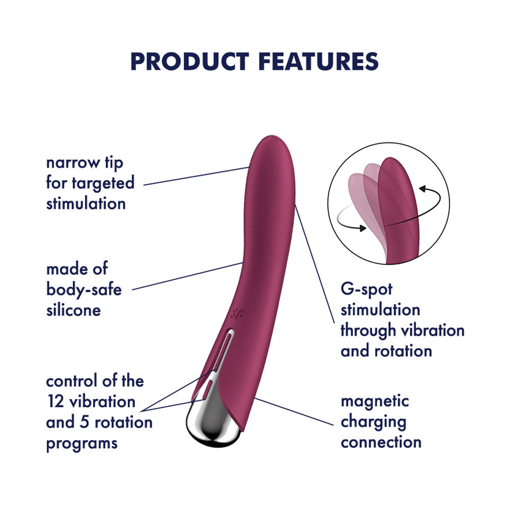 Satisfyer Spinning Vibe 1 Red G-Spot Vibrator 8.6 Inches > Sex Toys For Ladies > G-Spot Vibrators