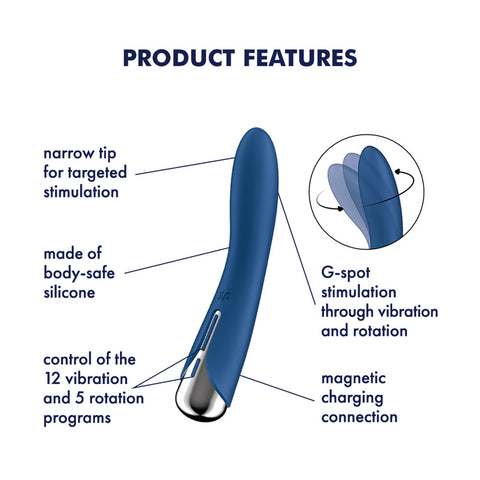 Satisfyer Spinning Vibe 1 Blue 17.8 cm USB Rotating Vibrator Vibrators