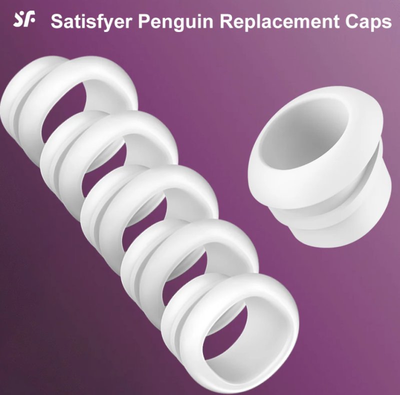 Satisfyer Penguin Climax Tips 5 Interchangeable White Attachments for Air-Pulse Stimulator