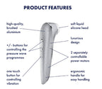 Satisfyer High Fashion Grey Luxury Air Pulse Stimulator with Vibration in Brushed Aluminium