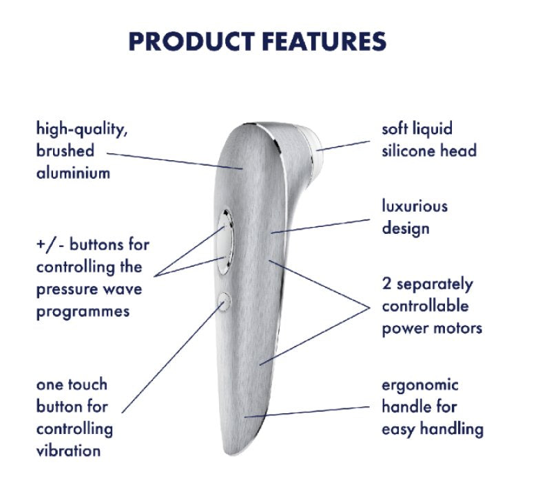 Satisfyer High Fashion Grey Luxury Air Pulse Stimulator with Vibration in Brushed Aluminium
