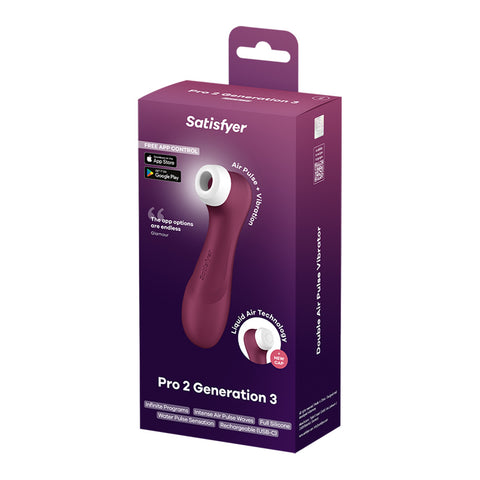 Satisfyer Pro 2 Gen 3 App Control Clitoral Stimulator Wine Red > Sex Toys For Ladies > Air Pulsation