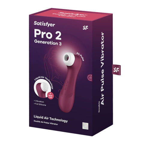 Satisfyer Pro 2 Gen 3 Clitoral Stimulator in Wine Red AIR PULSATION