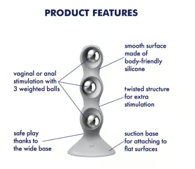 Satisfyer Triple Ball-R Beaded Anal Plug 18cm Weighted Balls Silicone