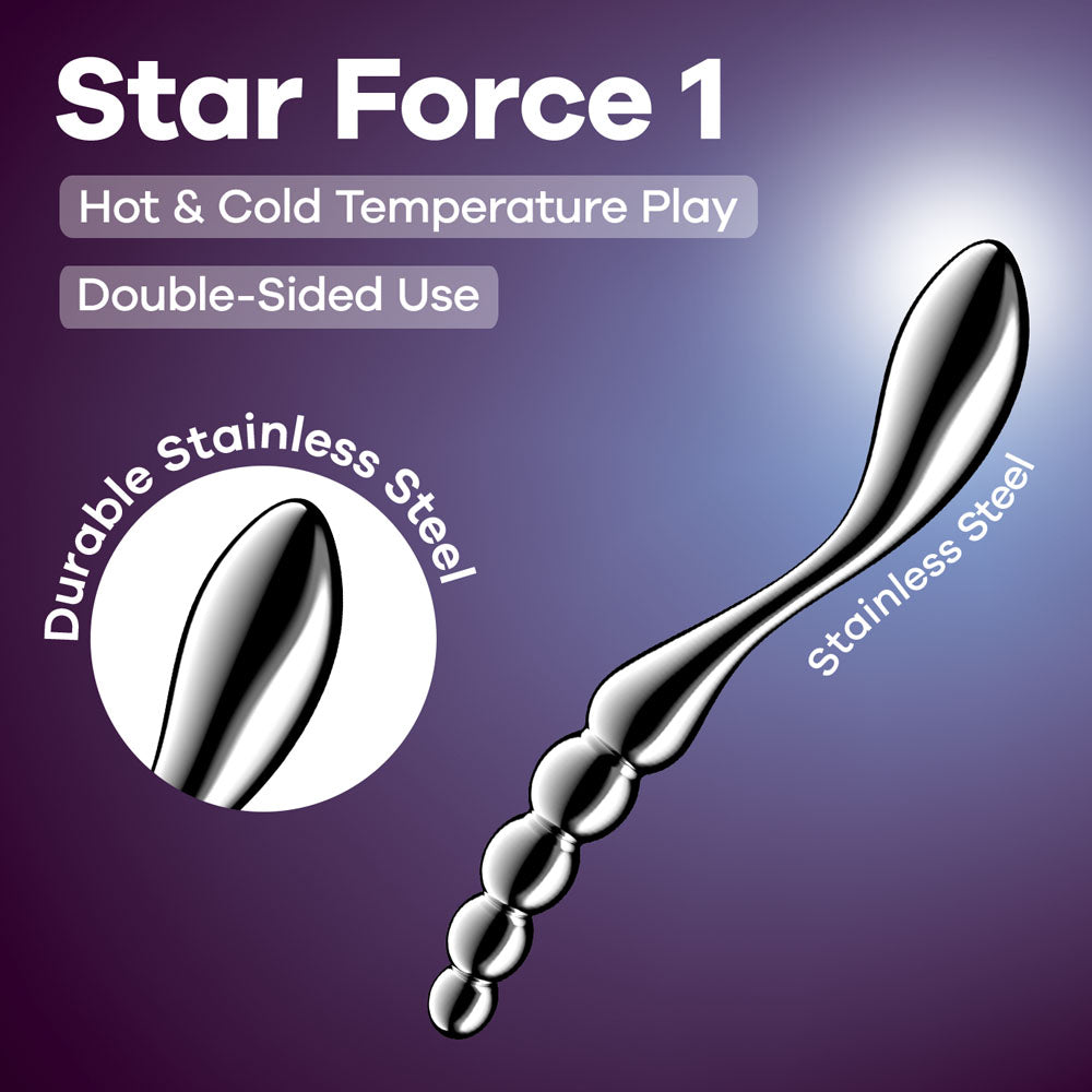 Satisfyer Star Force 1 Steel Double Ended Dildo 21cm Chrome DONGS