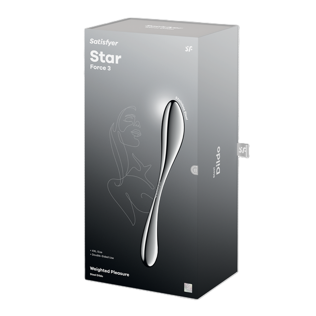 Satisfyer Star Force 3 Steel 27cm Dual Shaft Long Dildo Chrome > Dildos > Double Dildos