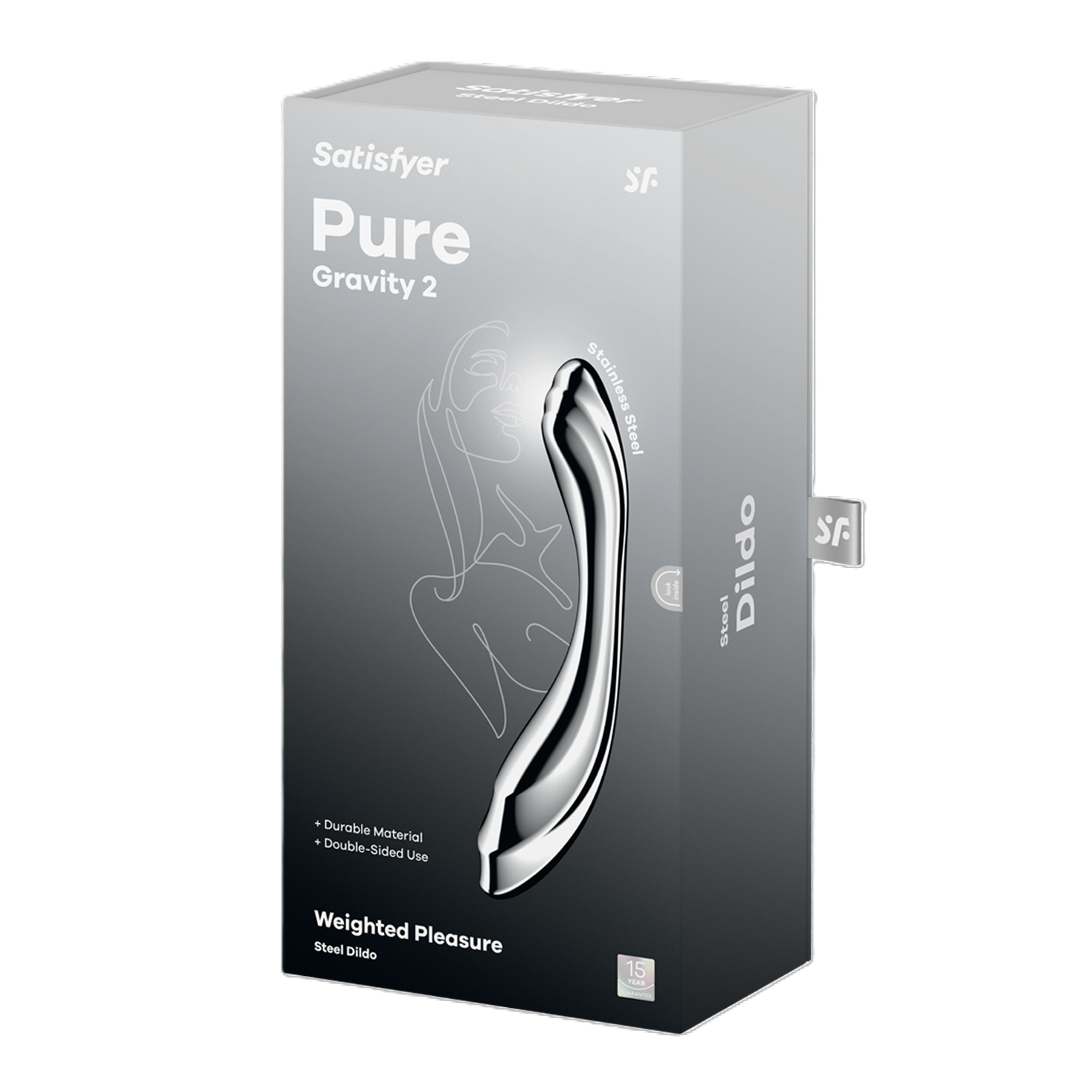 Satisfyer Pure Gravity 2 Stainless Steel 21cm Dildo Chrome DONGS
