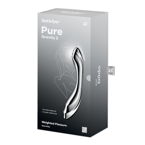 Satisfyer Pure Gravity 2 Stainless Steel 21cm Dildo Chrome DONGS