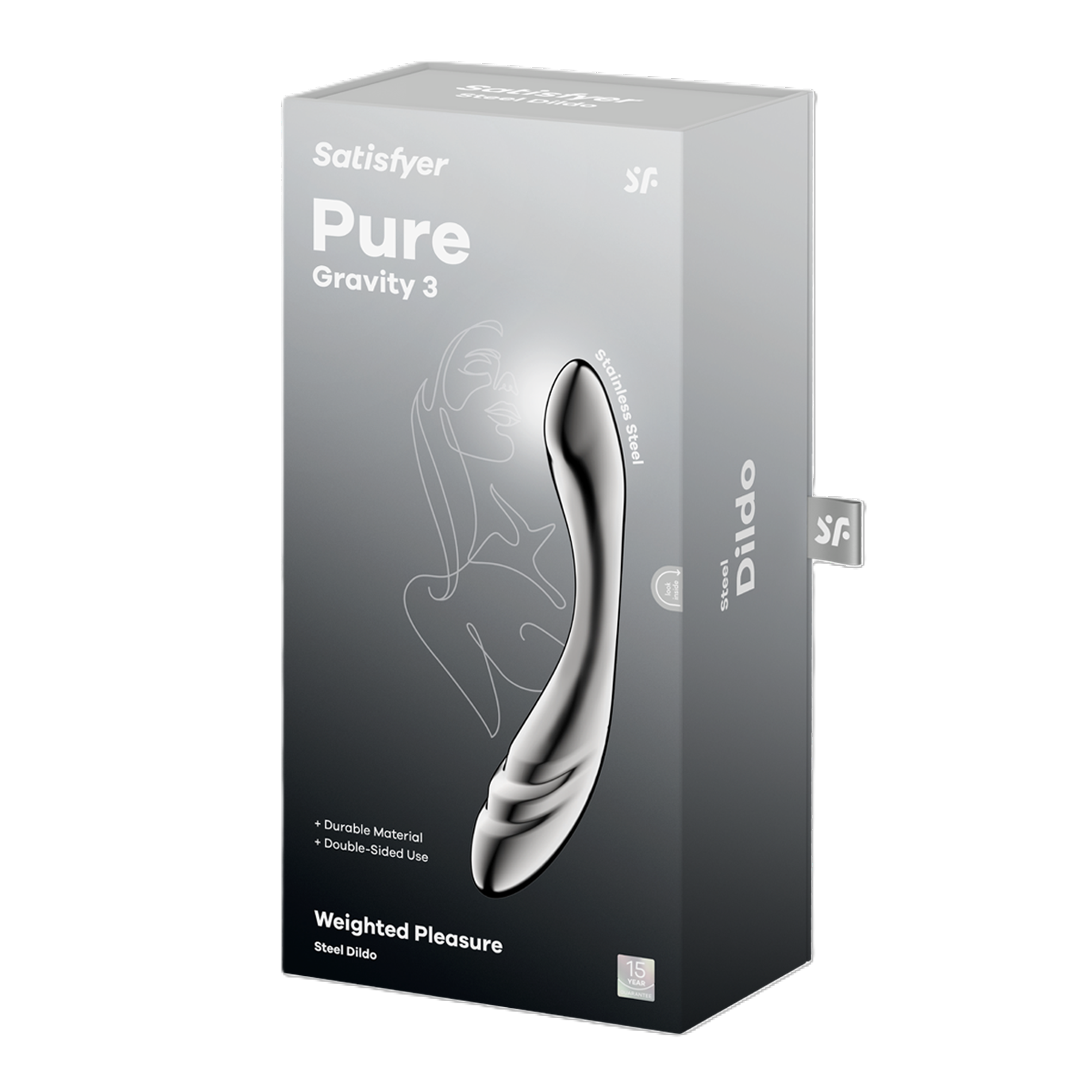 Satisfyer Pure Gravity 3 Stainless Steel 21 cm G Spot Dildo Chrome DONGS