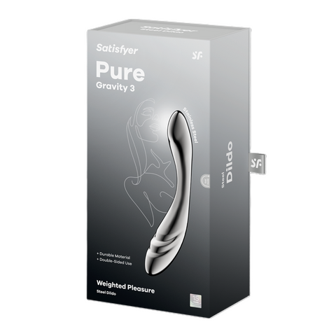 Satisfyer Pure Gravity 3 Stainless Steel 21 cm G Spot Dildo Chrome DONGS