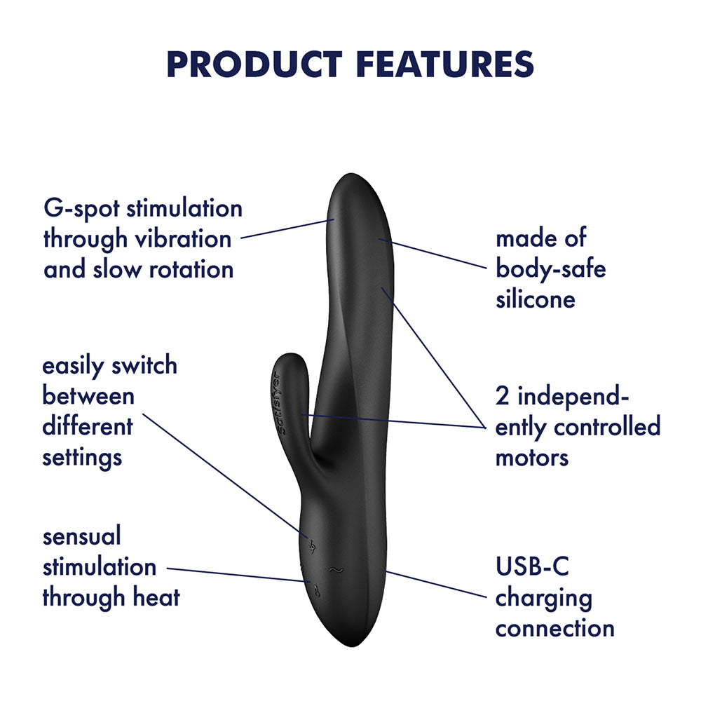 Satisfyer Heat Flex 3 – 23cm Rechargeable Warming Rotating Rabbit Vibrator Secondary image