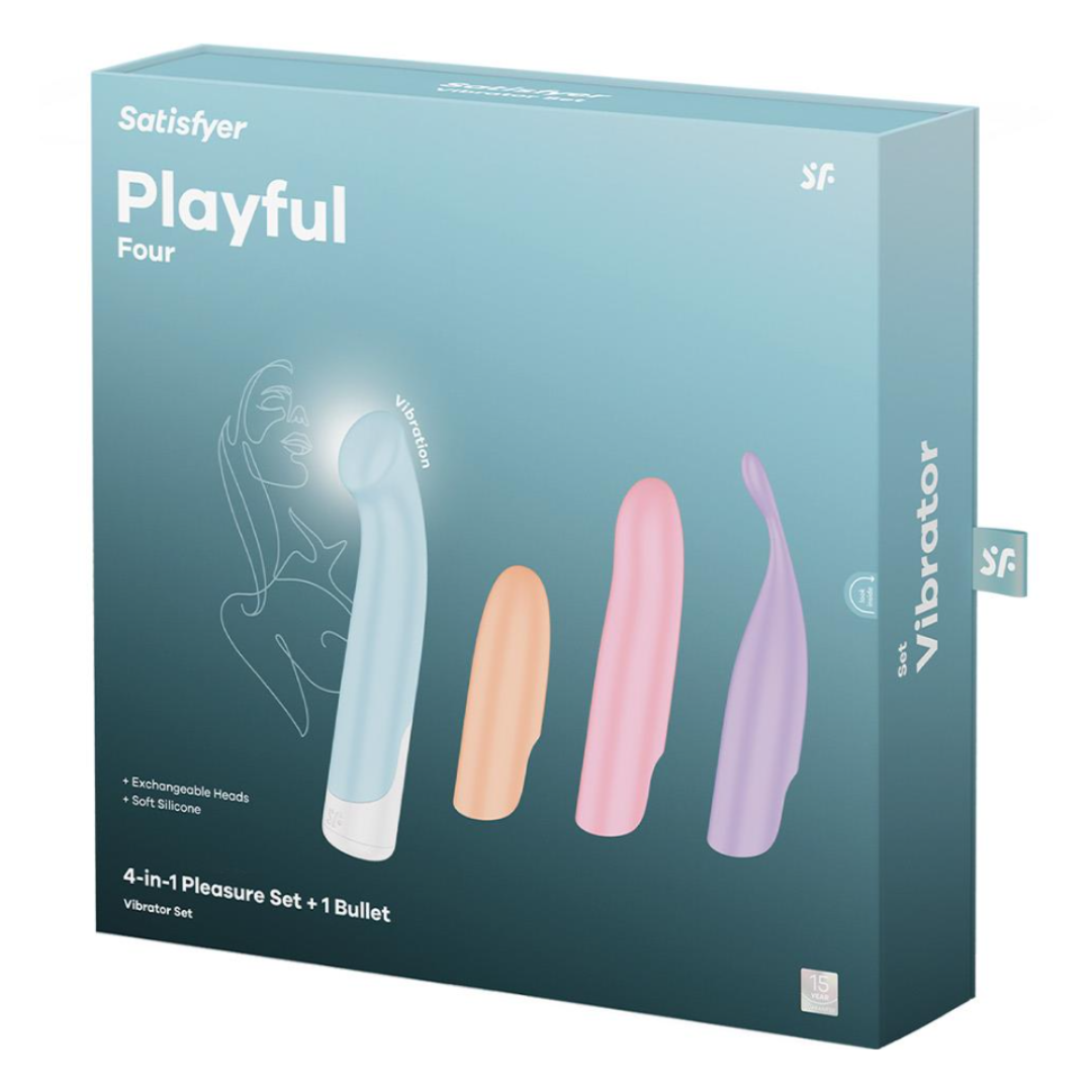 Satisfyer Playful Four 4-in-1 Rechargeable Toy with Interchangeable Sleeves Intimate Stimulator Default Title > Sex Toys > Couples Toys