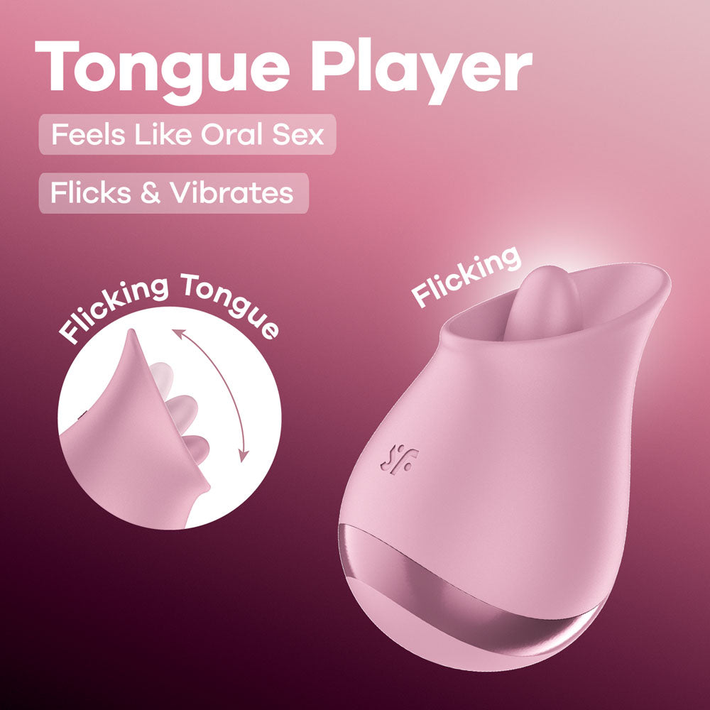 Satisfyer Tongue Player – USB Rechargeable Flicking Silicone Oral Stimulator Pink > Sex Toys For Ladies > Clitoral Vibrators and Stimulators