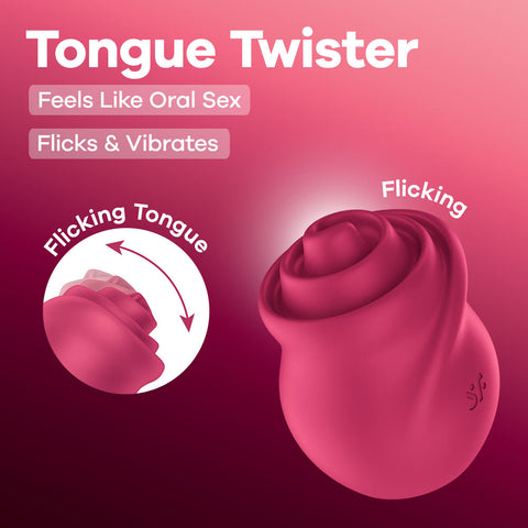 Satisfyer Tongue Twister – USB Rechargeable Stimulator Pink Rose Stimulators