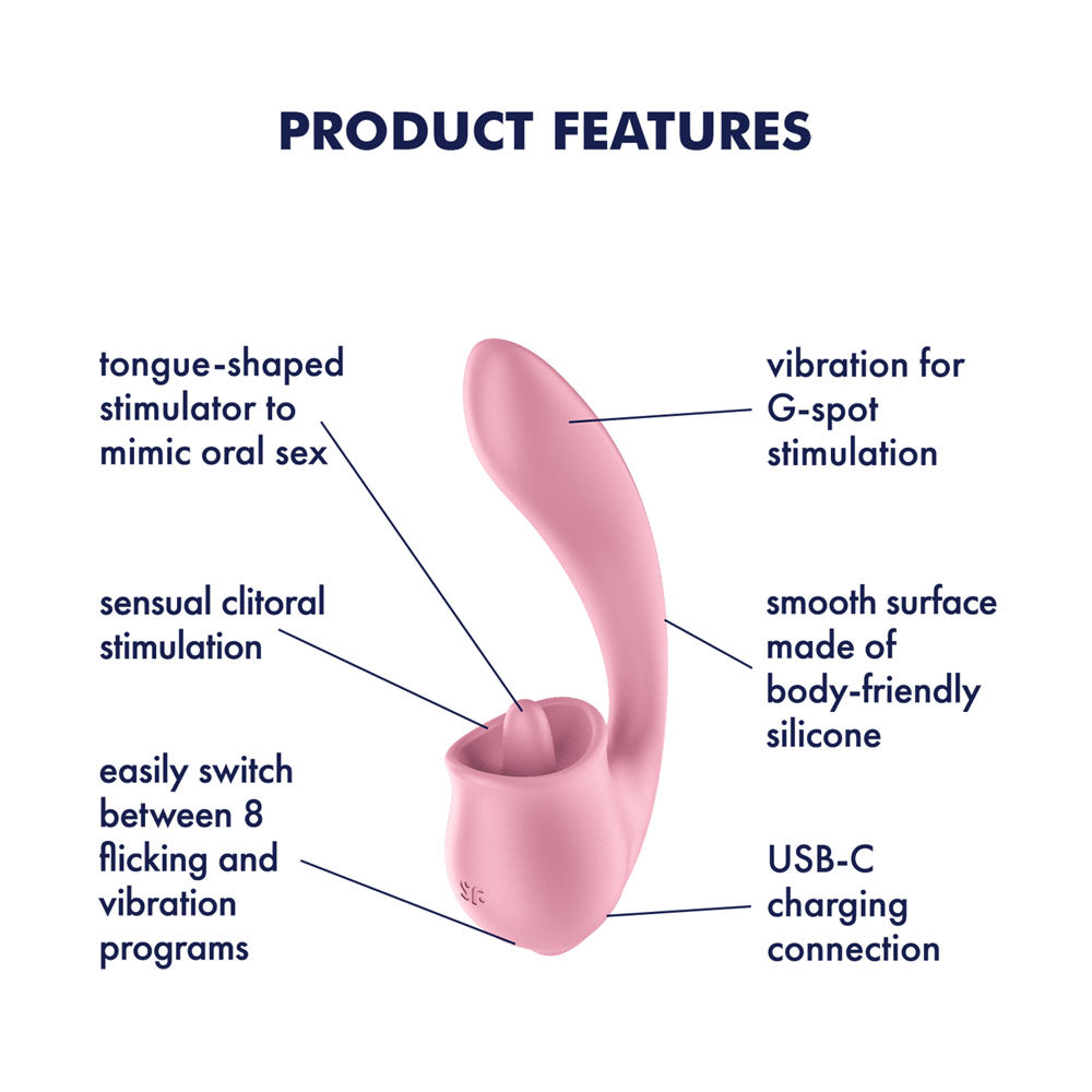 Satisfyer Tongue Genius – USB Rechargeable Flexible Silicone Clitoral and Insertable Vibrator Secondary image