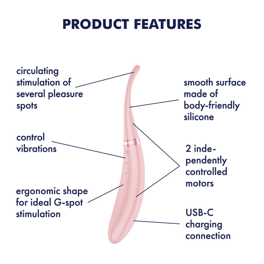 Satisfyer Tip Tease (Rose) – USB Rechargeable Rotating Vibrator with Twirling Tip Secondary image